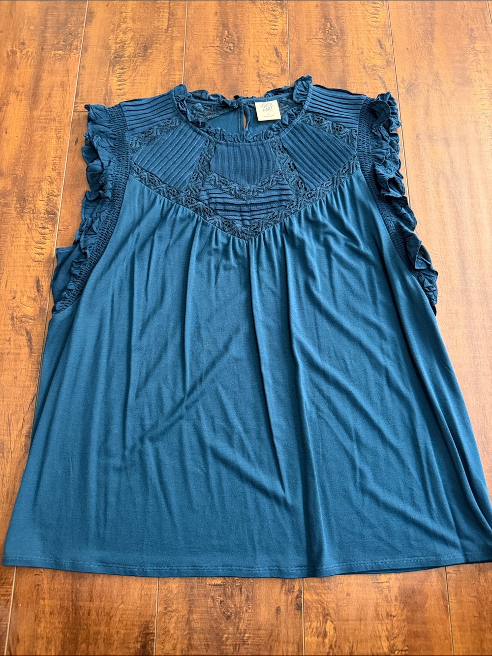 Matilda Jane Teal Lace Yoke Ruffle Sleeve Camisole